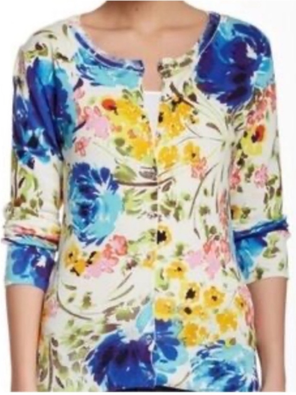 Anthropologie Charlotte Floral Cotton Cardigan, Size M